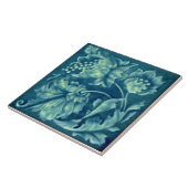 Carreau Repro Faux Relief Pacock Aqua Majolica Floral (Côté)