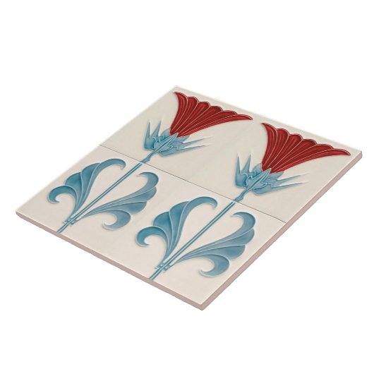 Carreau Repro Fleur allemande Art Nouveau Jugendstil (Côté)