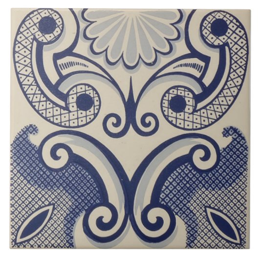 Carreau Repro Portugais bleu géométrique Azulejos Floral (Devant)