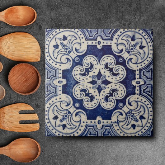 Carreau Repro Portugais bleu géométrique Azulejos Floral