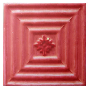 Carreau Repro Portugais Faux Relief Rouge Floral Carrelage