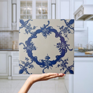 Carreau Repro Portugal bleu géométrique Azulejos Floral Ti