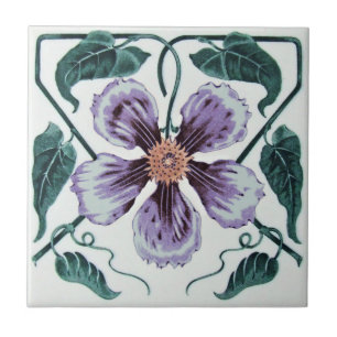 Carreau Repro Purple Clematis Allemand Art Nouveau