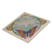 Carreau Repro Rare Belge Art Nouveau Butterfly Floral (Côté)