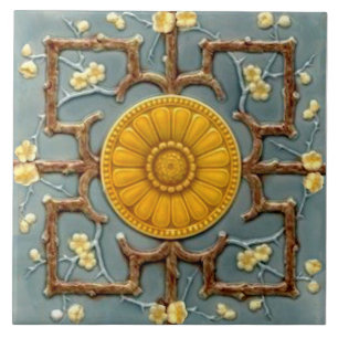 Carreau Repro Victorian Faux Relief Bleu Esthétique