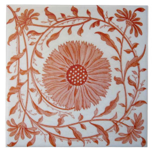 Carreau Repro Victorian Minton Imprimer Coral Rose Floral