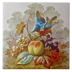 Carreau Repro Victorian peint à la main Bird & Fruit Carr