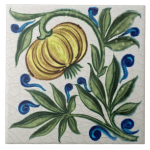 Carreau Repro Vintage Antique Wm De Morgan Gold Floral