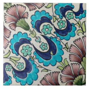Carreau Repro Vintage bleu marron Floral De Morgan tuiles