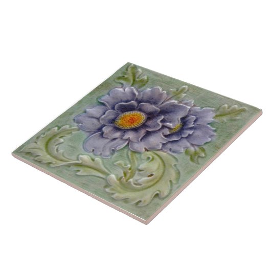 Carreau Repro Vive le vert mauve Majolica Faux Relief (Côté)