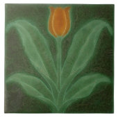 Carreau Reproduction Art Nouveau Tulipe orange sur vert (Devant)