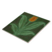 Carreau Reproduction Art Nouveau Tulipe orange sur vert (Côté)