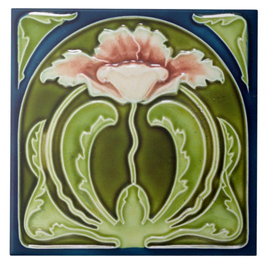 Carreau Reproduction Le Pavot rose Art Nouveau sur la vign (Devant)