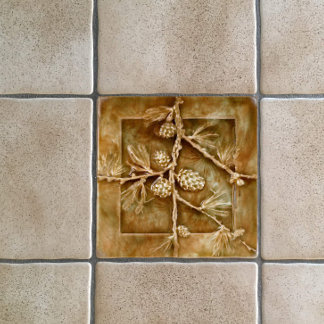 Carreau Reproduction vintage de cônes de pin Art Nouveau