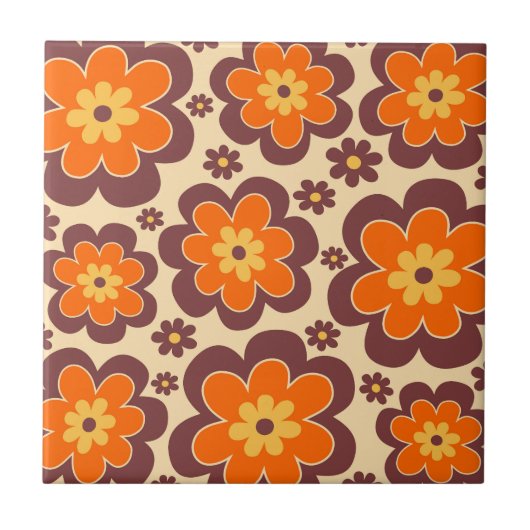 Carreau Retro 1960s Style Floral (Devant)