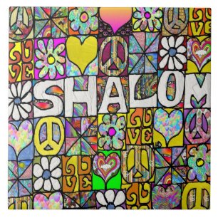 Carreau Retro 60s Psychedelic Shalom LOVE