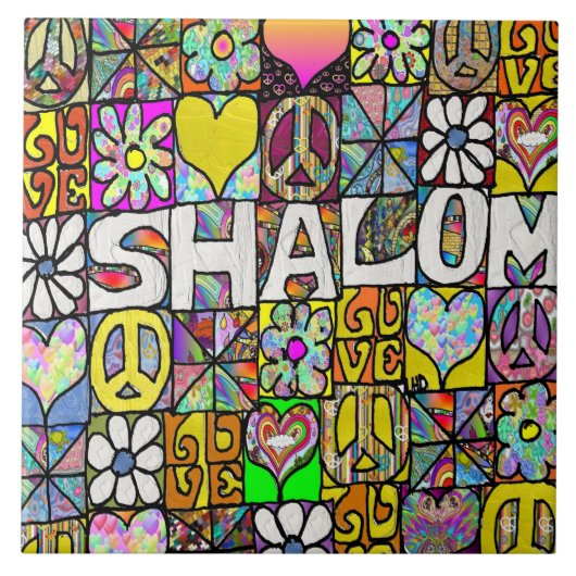 Carreau Retro 60s Psychedelic Shalom LOVE (Devant)