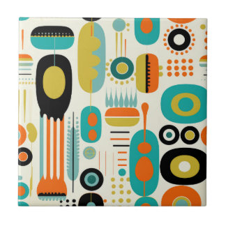 Carreau Retro Abstract Pattern Colorful Mid Century Modern