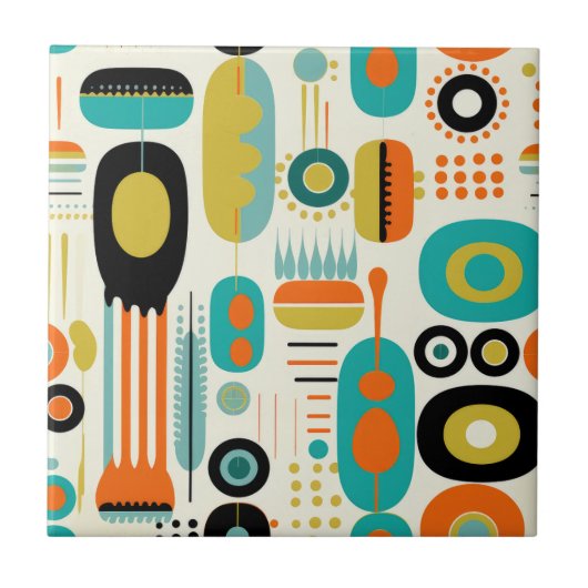 Carreau Retro Abstract Pattern Colorful Mid Century Modern (Devant)