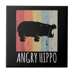 Carreau Rétro Angry Hippo - Vintage Hippopotamus