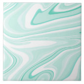 Carreau Retro Aqua Green Swirl Liquid Painting Aesthetic (Devant)