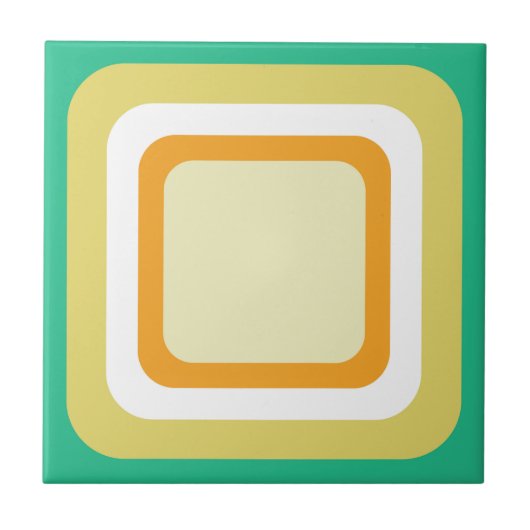 Carreau Rétro Aqua Turquoise Orange Jaune Blanc (Devant)