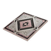 Carreau Rétro Art Déco Rose Blanc et Noir (Côté)