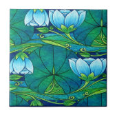 Carreau Retro Art Nouveau Floral Lily Pad Pattern (Devant)