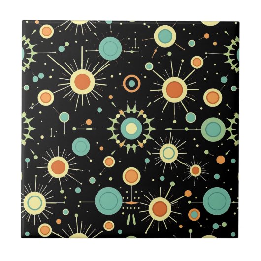 Carreau Retro Atomic Starburst Midcentury Pattern (Devant)