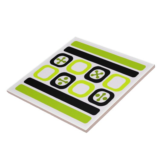 Carreau Retro Atomique Carrés lignes Chartreuse (Côté)