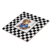 Carreau Retro B&W damier, carlin hipster, personnalisation (Côté)