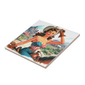 Carreau Retro Belle Cowgirl Pin Up (Côté)