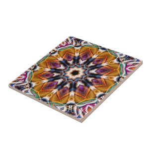 Carreau Retro Boho Bohemian Hippie Trippy Rosette Mandala