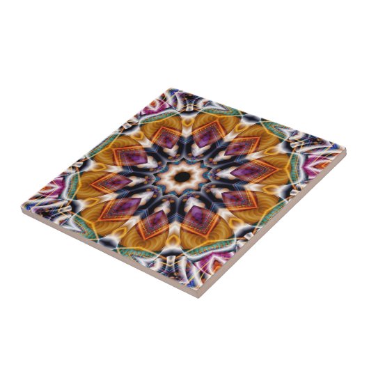 Carreau Retro Boho Bohemian Hippie Trippy Rosette Mandala (Côté)