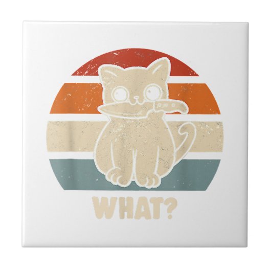 Carreau Rétro Ce Chat Couteau Meow Kitty Funny Chats Maman (Devant)