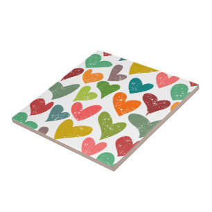 Carreau Retro Colorful Super Valentine Coeurs Motif
