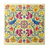Carreau Retro Country Chickens In Flower Garden Pattern (Devant)