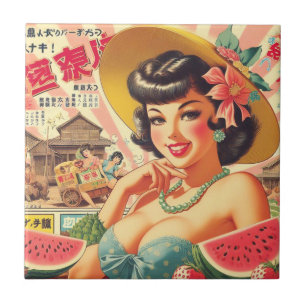 Carreau Retro Cute Japonaise fille