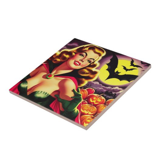 Carreau Retro Cute Vampire Pin-up (Côté)