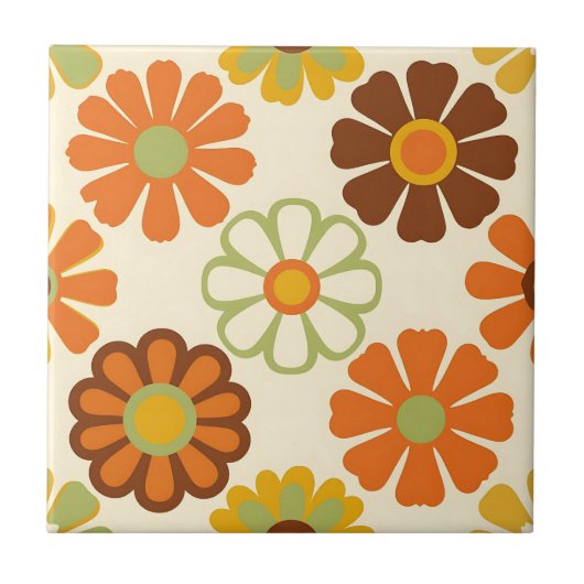 Carreau Retro Daisy Floral Pattern (Devant)