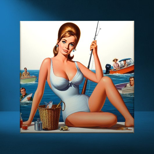 Carreau Retro Fishing Pin-up