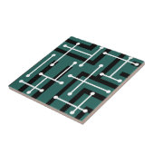 Carreau Retro Geometric Art Maze Teal (Côté)