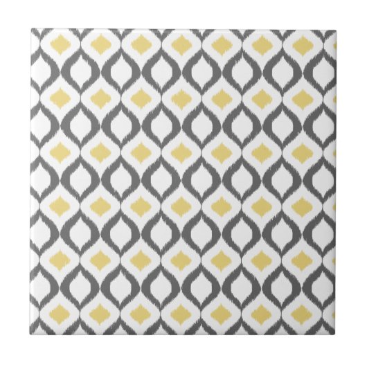 Carreau Retro Geometric Ikat Yellow Gray Pattern (Devant)