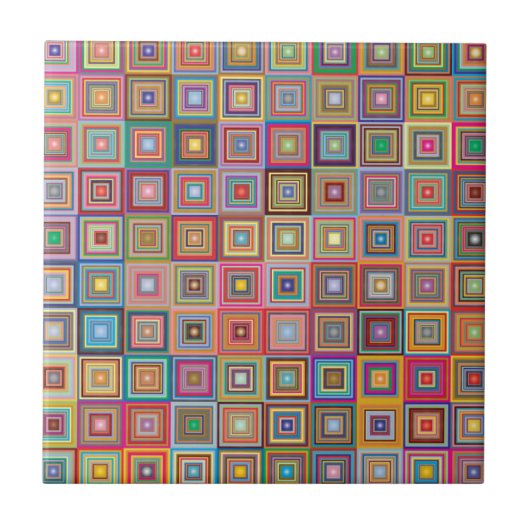 Carreau Retro Geometric Square Tile Pattern (Devant)