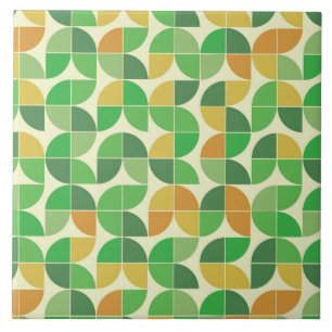 Carreau Rétro géométrique milieu du siècle vert orange 