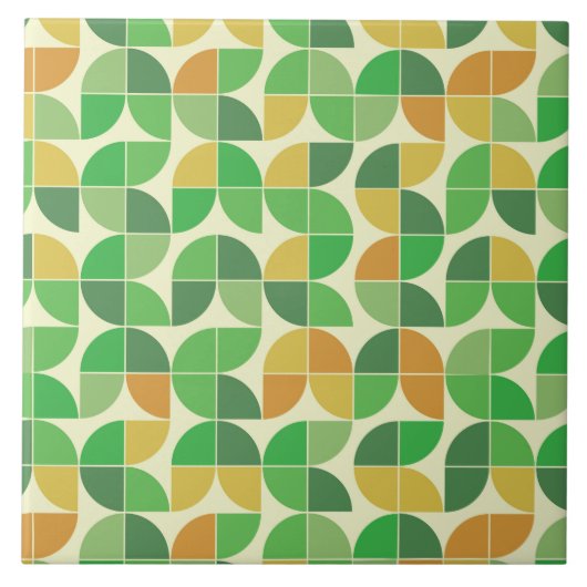 Carreau Rétro géométrique milieu du siècle vert orange (Devant)