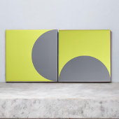 Carreau Retro Grey Neon Vert Demi Cercle Bold Mid Century