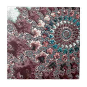 Carreau Rétro Groovy Éclectique Bohémien Spirale Fractale