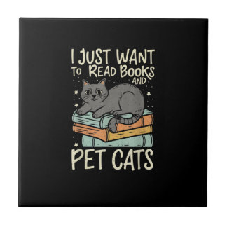 Carreau Retro I Just Want to Read Books and Pet Cats Cat