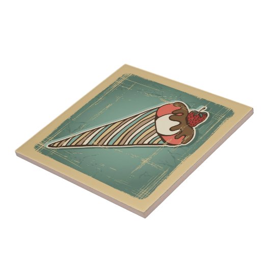 Carreau Rétro illustration de crème glacée (Côté)